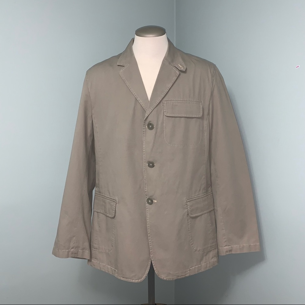 IZOD Beige Blazer Jacket Mens size Large cotton sport coat long sleeves